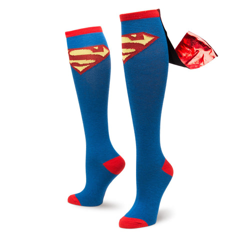 Superman Logo Knee High Shiny Cape Socks