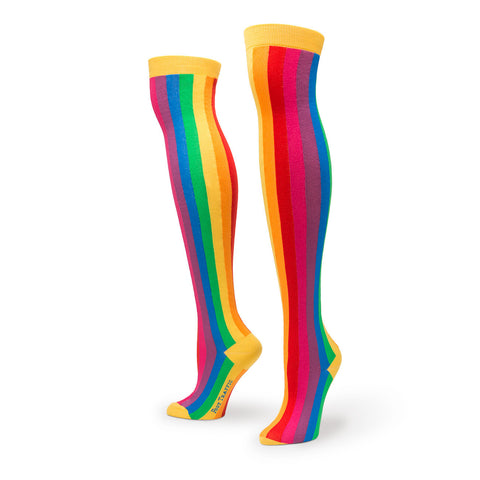 Vertical Rainbow Over the Knee Socks