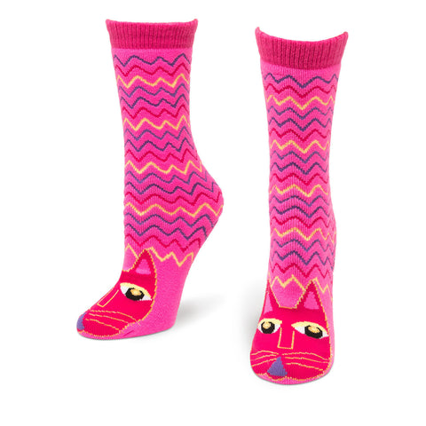 Fuchsia Cat Slipper Socks