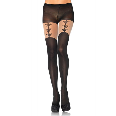 FAUX WOVEN GARTERBELT PANTYHOSE