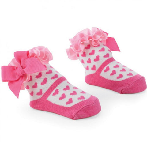 Pink Hearts on White Socks