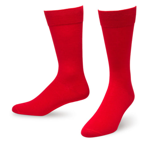 Red Solid Color Men's Dress Socks