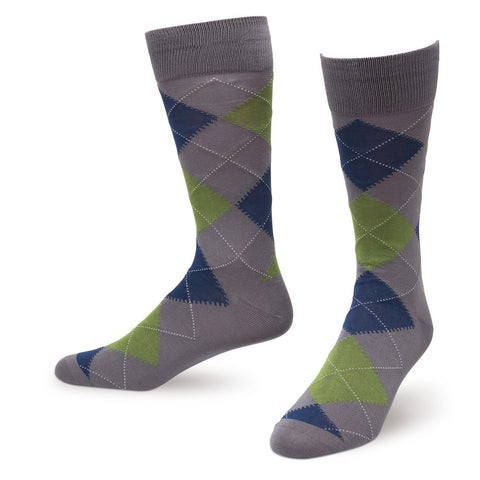 Gray Argyle Men's Dress Socks