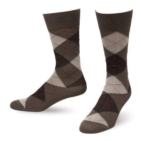 Mocha Argyle Men's Dress Socks